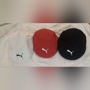 PUMA tour driver golf hats LOT OF 3 White flex fit, Black, Red, Size Small excel